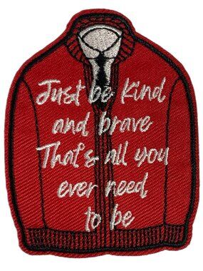 Mr. Rogers Red Sweater Just Be Kind and Brave Embroidered Patch